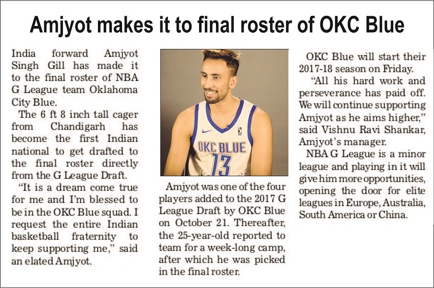 Amjyot Makes It To Final Roster Of OKC Blue
