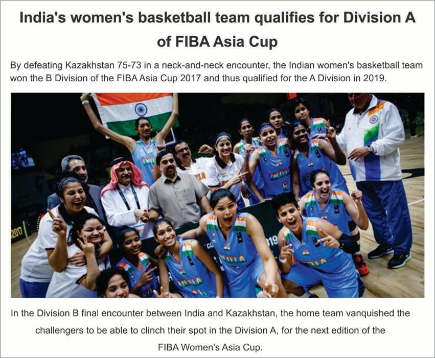 India's Women's Basketball Team Qualifies For Division A Of FIBA Asia Cup